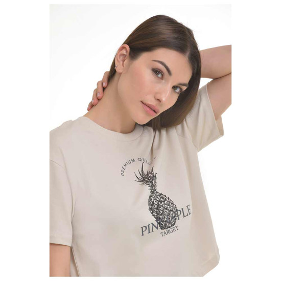 Target Γυναικεία κοντομάνικη μπλούζα Single Jersey Crop Top Pineapple